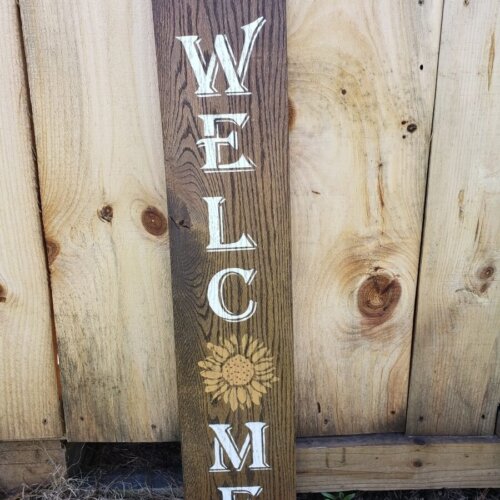 Orange Sunflower Welcome Porch Sign