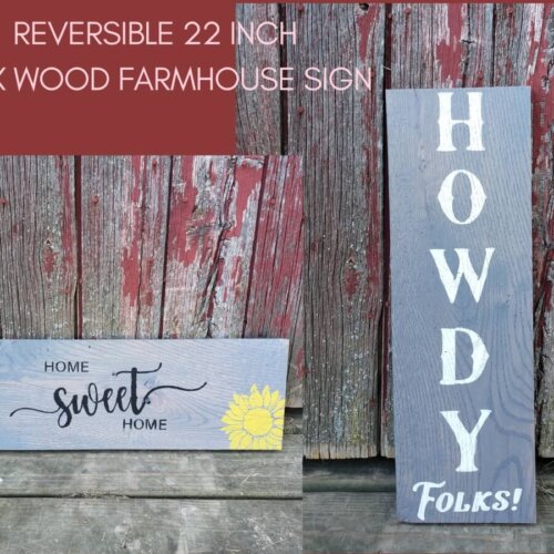 Sunflower Howdy Reversible Wood Sign