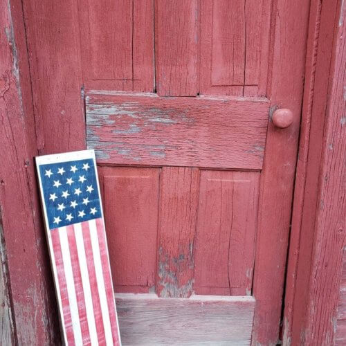 USA Flag Oak Wood Painted Handmade Sign