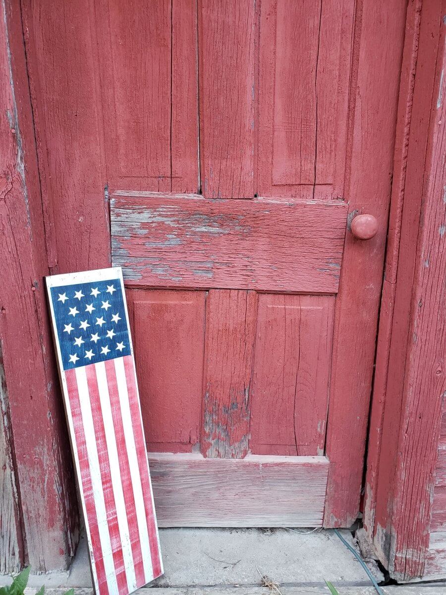 USA Flag Oak Wood Painted Handmade Sign