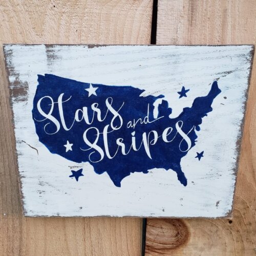 Patriotic Stars and Stripes Handmade Wood Sign